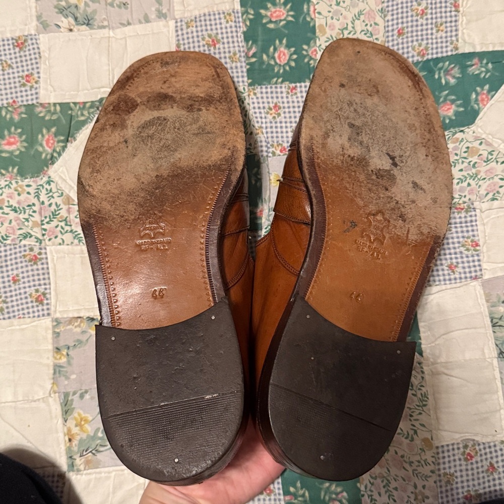 Prada Men's Tan Leather Buckle Loafers - Picture 9 of 12